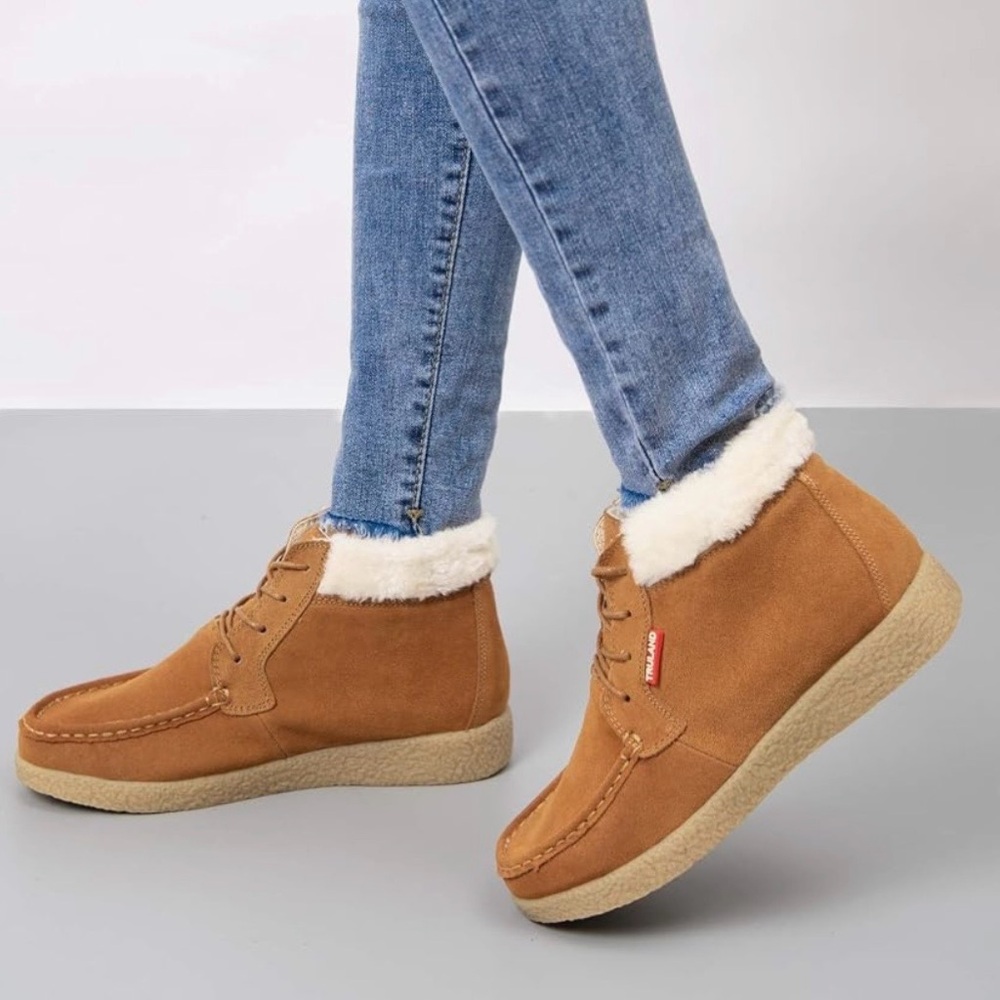 TRULAND Women’s Winter Boots – Suede Leather Fur Lined Water Resistant Ankle 41
